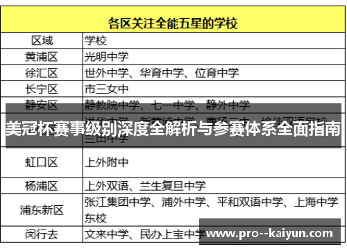 美冠杯赛事级别深度全解析与参赛体系全面指南 美冠杯赛事级别深度全解析与参赛体系全面指南